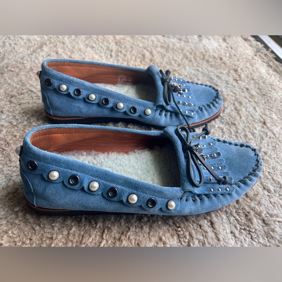 COACH Blue Women’s Suede Moccasins Size 9B - Picture 1 of 4